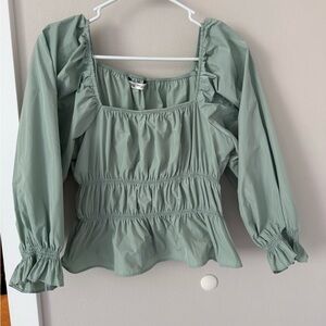 Zara Sage Green Ruffled Blouse
